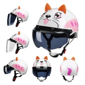 BYB X-866 Yetişkin Elektrikli Motosiklet Kaskı Unisex Dört Mevsim Beyaz Şeffaf Uzun Cam - 2