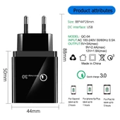 30W Hızlı Şarj Cihazı QC 3.0 USB ve 3 USB 2.0 Portlu Beyaz EU Fiş - 8