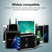30W Hızlı Şarj Cihazı QC 3.0 USB ve 3 USB 2.0 Portlu Beyaz EU Fiş - 7
