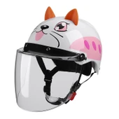 BYB X-866 Yetişkin Elektrikli Motosiklet Kaskı Unisex Dört Mevsim Beyaz Şeffaf Uzun Cam - 1