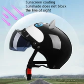 BYB X-866 Yetişkin Elektrikli Motosiklet Kaskı Unisex Dört Mevsim Beyaz Şeffaf Uzun Cam - 5