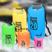 Outdoor Su Geçirmez Çift Omuzlu Kuru Çanta PVC Varil Çanta 20L Turuncu - 8