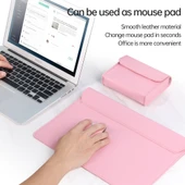 Kahverengi Litchi Desenli PU Deri Su Geçirmez İnce Laptop Çantası 13-14 İnç - 4