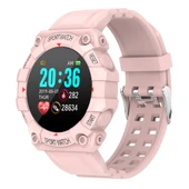 FD68 1.3 İnç Renkli Yuvarlak Ekranlı Spor Akıllı Saat Pembe - 1