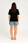 Kadın Bisiklet Yaka Oversize %100 Pamuk T-Shirt - 6