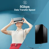 Oculus Quest 2 Uyumlu USB3.2 Gen1 VR Link Kablosu Model A-C Alüminyum Kılıflı 5 Metre Örgülü Kablo - 2