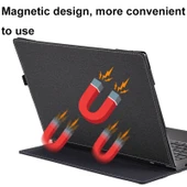 Samsung Galaxy Book4 360 15.6 inç Deri Laptop Kılıfı Siyah Standlı - 4