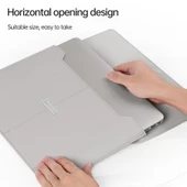 Kahverengi Litchi Desenli PU Deri Su Geçirmez İnce Laptop Çantası 13-14 İnç - 7