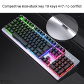 YINDIAO K002 USB Kablolu Mekanik Hisli RGB Işıklı Klavye ve Optik Sessiz Mouse Seti Siyah - 5