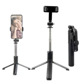 Q07 Bluetooth Selfie Çubuğu Çok Fonksiyonlu Canlı Yayın Tripodu Işıksız Siyah - 1