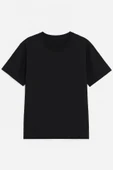 Kadın Bisiklet Yaka Oversize %100 Pamuk T-Shirt - 4