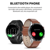 SK7Plus 1.28 inç IPS Ekran Kahverengi Deri Kayışlı Akıllı Saat Bluetooth Arama ve Uyku Takibi - 3