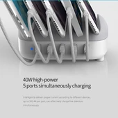 ORICO DUK-5P 40W 5 USB Portlu Akıllı Şarj İstasyonu Telefon ve Tablet Standlı Siyah - 7