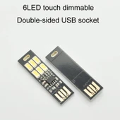 6 LED Dokunmatik Ayarlanabilir USB Acil Durum Lambası Beyaz Işık - 2