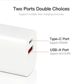 CS 20W Mini Taşınabilir PD3 0 QC3 0 Çift Port Hızlı Şarj Cihazı 3A USB Tip C Veri Kablosu US Priz - 4