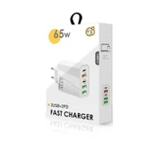 65W Cift PD Type-C ve 3 USB Portlu Hızli Sarj Cihazi 3A USB Type-C Veri Kablosu Beyaz EU Priz - 7