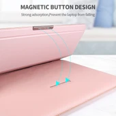 4 in 1 Evrensel Laptop Tutucu Siyah PU Deri Suya Dayanikli Koruyucu Bilek Destekli Laptop Cantasi 13 14 Inç - 10