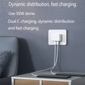 PD 35W Cift USB-C Portlu Sarj Cihazi 1m Tip-C Tip-C Veri Kablosu Ile UK Priz - 7