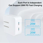 SDC 40W Cift PD USB C Tipi Sarj Aleti iPhone iPad Serisi EU Priz - 3
