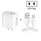 CS 20W Mini Taşınabilir PD3 0 QC3 0 Çift Port Hızlı Şarj Cihazı 3A USB Tip C Veri Kablosu US Priz - 1