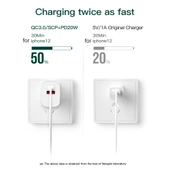 CS 20W Mini Taşınabilir PD3 0 QC3 0 Çift Port Hızlı Şarj Cihazı 3A USB Tip C Veri Kablosu US Priz - 5
