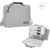 Haweel 13 14 Inç Gri Evrak Çantası Omuz Askılı Laptop Çantası Macbook Lenovo Thinkpad Asus Hp Uyumlu - 1