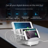 ORICO DUK-5P 40W 5 USB Portlu Akıllı Şarj İstasyonu Telefon ve Tablet Standlı Siyah - 6