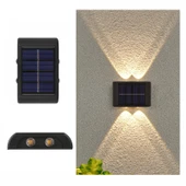 4 LED NiMH Güneş Enerjili Duvar Lambası Dış Mekan Su Geçirmez Çift Başlı Spot Işık Sıcak Işık - 1