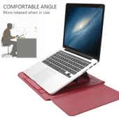 4 in 1 Evrensel Su Geçirmez PU Deri Laptop Kılıfı Saplı Standlı Kalemlikli 13 14 Inç Siyah - 5