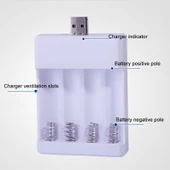 Hızlı USB 4 Yuvalı Şarj Cihazı AA AAA Şarjlı Pil Evrensel Dört Yuvalı Şarj Kutusu Model Direkt Takılabilir - 6
