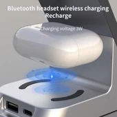 H36 6 in 1 15W Manyetik Kablosuz Şarj Cihazı Dijital Alarm Saatli iPhone AirPods iWatch Uyumlu - 5