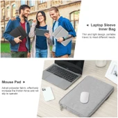 HAWEEL 14-15 Inç Laptop Kılıfı Gri Fermuarlı ve Saplı - 8