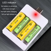 Hızlı USB 4 Yuvalı Şarj Cihazı AA AAA Şarjlı Pil Evrensel Dört Yuvalı Şarj Kutusu Model Direkt Takılabilir - 8