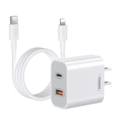 REMAX RP U68 20W Hızlı Şarj Cihazı Seti USB ve USB C Çift Arayüz Beyaz US Priz - 1