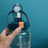 2L Kapasiteli Sporcu Su Şişesi Mavi Mor Degrade - Damlama Önleyici Pipetli Taşınabilir - 6