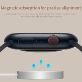 Apple Watch Serisi Uyumlu Alüminyum Alaşımlı Manyetik Kablosuz Şarj Cihazı USB-A Beyaz - 4