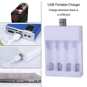 Hızlı USB 4 Yuvalı Şarj Cihazı AA AAA Şarjlı Pil Evrensel Dört Yuvalı Şarj Kutusu Model Direkt Takılabilir - 4