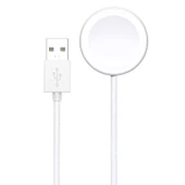Apple Watch Serisi Uyumlu Alüminyum Alaşımlı Manyetik Kablosuz Şarj Cihazı USB-A Beyaz - 2
