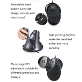 DELUX M618 6 Tuşlu Dikey Ergonomik Kablolu Mouse Siyah 1.5m Kablo - 5