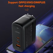 LDNIO Q366 65W USB ve Çift Type-C Portlu Şarj Cihazı 1m USB-C/Type-C Veri Kablosu UK Priz Siyah - 9
