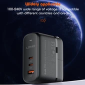 LDNIO Q366 65W USB ve Çift Type-C Portlu Şarj Cihazı 1m USB-C/Type-C Veri Kablosu UK Priz Siyah - 12