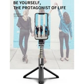 L03 Katlanabilir Alüminyum Alaşımlı Bluetooth Tripod Selfie Çubuğu Siyah - 11