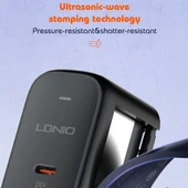 LDNIO Q366 65W USB ve Çift Type-C Portlu Şarj Cihazı 1m USB-C/Type-C Veri Kablosu UK Priz Siyah - 10