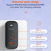 LDNIO Q366 65W USB ve Çift Type-C Portlu Şarj Cihazı 1m USB-C Tipi Kablo EU Priz Siyah - 7