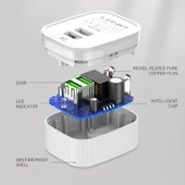 LDNIO A201 2.4A Çift USB Seyahat Şarj Adaptörü Mikro USB Kablo ile EU Priz - 4