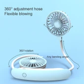 F6 Mini Boyun Askılı Taşınabilir Vantilatör USB Şarjlı Pembe - 6