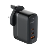 LDNIO Q366 65W USB ve Çift Type-C Portlu Şarj Cihazı 1m USB-C/Type-C Veri Kablosu UK Priz Siyah - 1