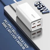 LDNIO A4610C PD65W Hızlı Şarj Cihazı Çift USB-C ve Çift USB Beyaz 1.5m Kablo EU Priz - 7