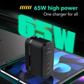 LDNIO Q367 65W GaN 3 Port USB C Hızlı Şarj Cihazı 1m USB C Veri Kablosu UK Priz Siyah - 5