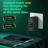 LDNIO Q367 65W GaN 3 Port USB C Hızlı Şarj Cihazı 1m USB C Veri Kablosu UK Priz Siyah - 9